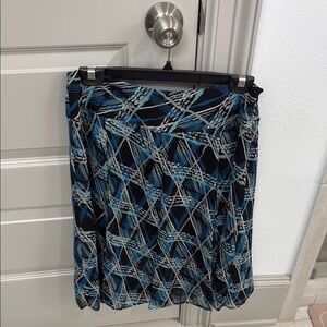Blue Geometric Patterned Skirt